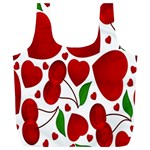 Cherry Fruit Red Love Heart Valentine Green Full Print Recycle Bags (L)  Front