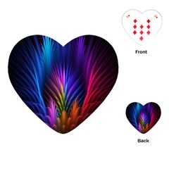 Bird Feathers Rainbow Color Pink Purple Blue Orange Gold Playing Cards (heart)  by Alisyart