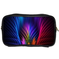 Bird Feathers Rainbow Color Pink Purple Blue Orange Gold Toiletries Bags 2-side