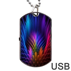 Bird Feathers Rainbow Color Pink Purple Blue Orange Gold Dog Tag Usb Flash (one Side)