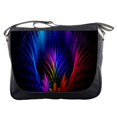 Bird Feathers Rainbow Color Pink Purple Blue Orange Gold Messenger Bags