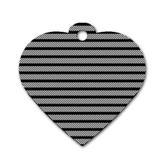 Black White Line Fabric Dog Tag Heart (two Sides)