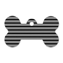 Black White Line Fabric Dog Tag Bone (two Sides)