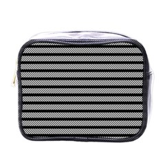 Black White Line Fabric Mini Toiletries Bags