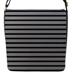 Black White Line Fabric Flap Messenger Bag (s) by Alisyart