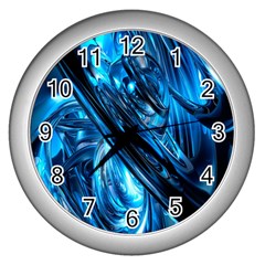 Blue Wave Wall Clocks (Silver) 