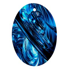Blue Wave Oval Ornament (Two Sides)
