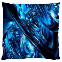 Blue Wave Large Flano Cushion Case (One Side)