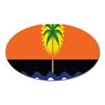 Coconut Tree Wave Water Sun Sea Orange Blue White Yellow Green Oval Magnet Front