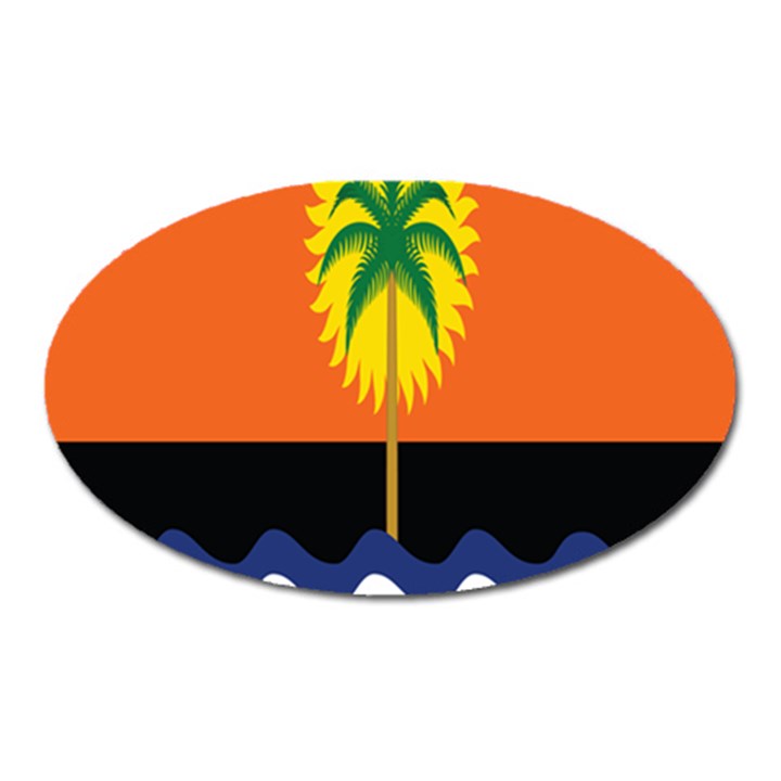 Coconut Tree Wave Water Sun Sea Orange Blue White Yellow Green Oval Magnet