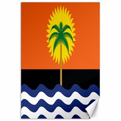 Coconut Tree Wave Water Sun Sea Orange Blue White Yellow Green Canvas 20  X 30   by Alisyart