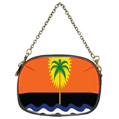 Coconut Tree Wave Water Sun Sea Orange Blue White Yellow Green Chain Purses (two Sides)  by Alisyart