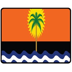 Coconut Tree Wave Water Sun Sea Orange Blue White Yellow Green Fleece Blanket (medium) 