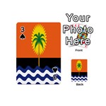 Coconut Tree Wave Water Sun Sea Orange Blue White Yellow Green Playing Cards 54 (Mini)  Front - Spade3