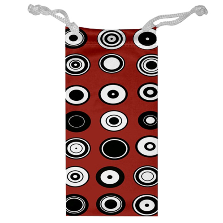 Circles Red Black White Jewelry Bag