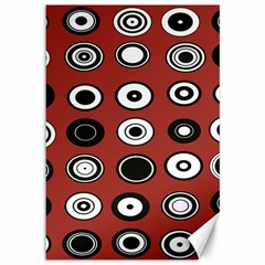 Circles Red Black White Canvas 12  X 18  