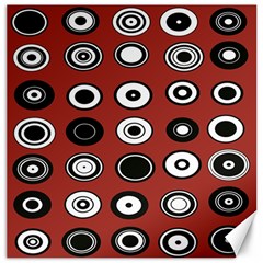 Circles Red Black White Canvas 16  X 16  