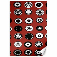Circles Red Black White Canvas 20  X 30  