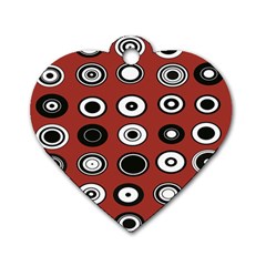 Circles Red Black White Dog Tag Heart (two Sides)