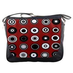 Circles Red Black White Messenger Bags