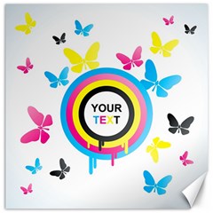 Colorful Butterfly Rainbow Circle Animals Fly Pink Yellow Black Blue Text Canvas 20  X 20   by Alisyart