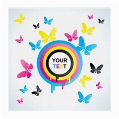 Colorful Butterfly Rainbow Circle Animals Fly Pink Yellow Black Blue Text Medium Glasses Cloth (2-side)