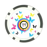 Colorful Butterfly Rainbow Circle Animals Fly Pink Yellow Black Blue Text Poker Chip Card Guard Back