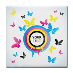 Colorful Butterfly Rainbow Circle Animals Fly Pink Yellow Black Blue Text Face Towel by Alisyart