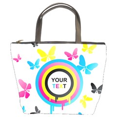 Colorful Butterfly Rainbow Circle Animals Fly Pink Yellow Black Blue Text Bucket Bags