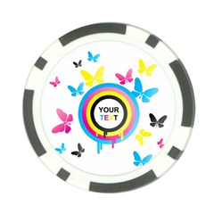 Colorful Butterfly Rainbow Circle Animals Fly Pink Yellow Black Blue Text Poker Chip Card Guard (10 Pack)