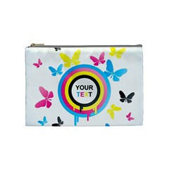 Colorful Butterfly Rainbow Circle Animals Fly Pink Yellow Black Blue Text Cosmetic Bag (medium)  by Alisyart