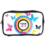 Colorful Butterfly Rainbow Circle Animals Fly Pink Yellow Black Blue Text Toiletries Bags 2-Side Back