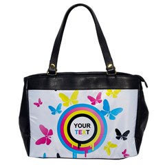 Colorful Butterfly Rainbow Circle Animals Fly Pink Yellow Black Blue Text Office Handbags