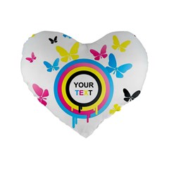 Colorful Butterfly Rainbow Circle Animals Fly Pink Yellow Black Blue Text Standard 16  Premium Heart Shape Cushions by Alisyart