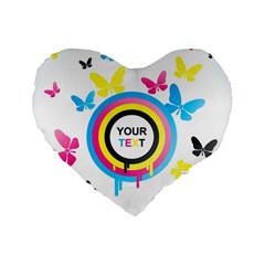 Colorful Butterfly Rainbow Circle Animals Fly Pink Yellow Black Blue Text Standard 16  Premium Flano Heart Shape Cushions by Alisyart