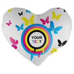 Colorful Butterfly Rainbow Circle Animals Fly Pink Yellow Black Blue Text Large 19  Premium Flano Heart Shape Cushions by Alisyart