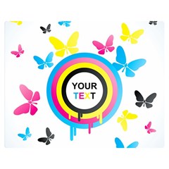 Colorful Butterfly Rainbow Circle Animals Fly Pink Yellow Black Blue Text Double Sided Flano Blanket (medium) 