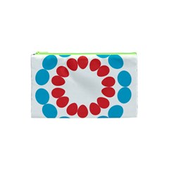 Egg Circles Blue Red White Cosmetic Bag (xs) by Alisyart