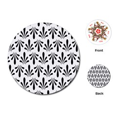 Floral Black White Playing Cards (round)  by Alisyart