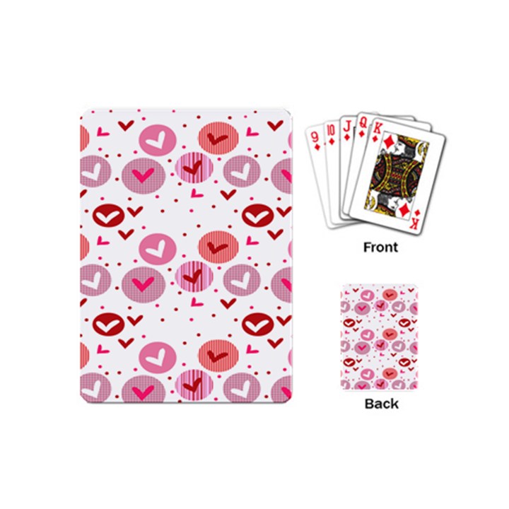 Crafts Chevron Cricle Pink Love Heart Valentine Playing Cards (Mini) 