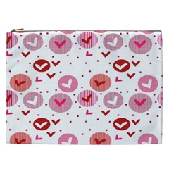 Crafts Chevron Cricle Pink Love Heart Valentine Cosmetic Bag (xxl)  by Alisyart