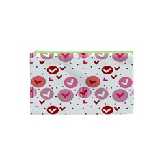 Crafts Chevron Cricle Pink Love Heart Valentine Cosmetic Bag (xs)