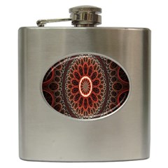 Circles Shapes Psychedelic Symmetry Hip Flask (6 Oz) by Alisyart