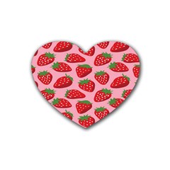Fruitb Red Strawberries Rubber Coaster (heart) 