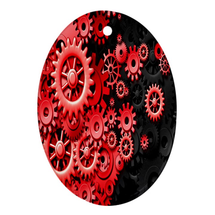 Gold Wheels Red Black Ornament (Oval)