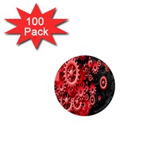 Gold Wheels Red Black 1  Mini Magnets (100 Pack) 