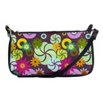 Floral Seamless Rose Sunflower Circle Red Pink Purple Yellow Shoulder Clutch Bags Front