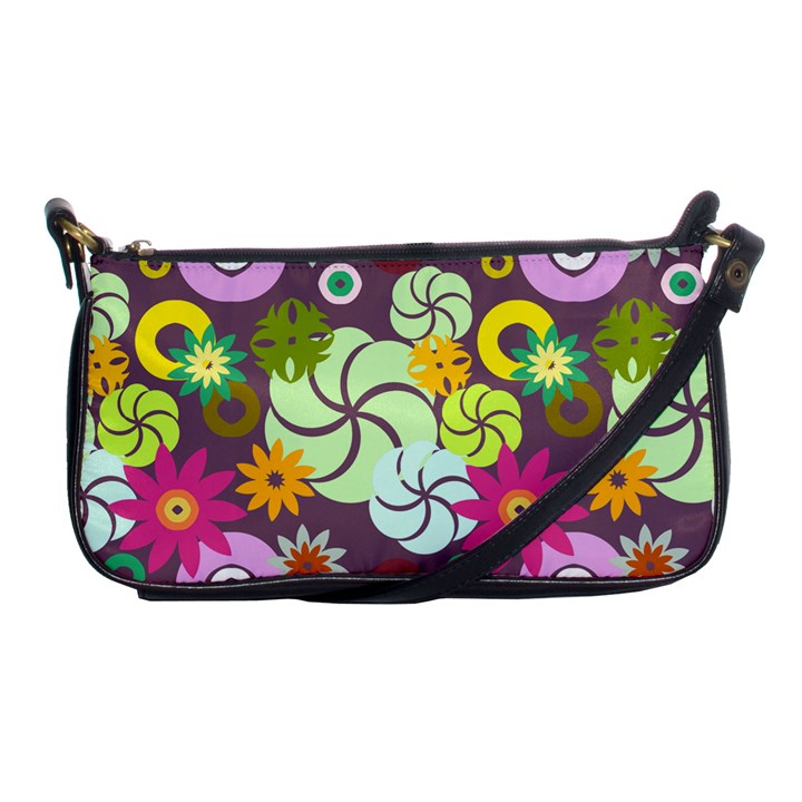 Floral Seamless Rose Sunflower Circle Red Pink Purple Yellow Shoulder Clutch Bags