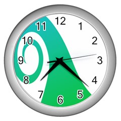 Line Green Wave Wall Clocks (silver) 