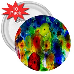 Green Jellyfish Yellow Pink Red Blue Rainbow Sea 3  Buttons (10 Pack) 